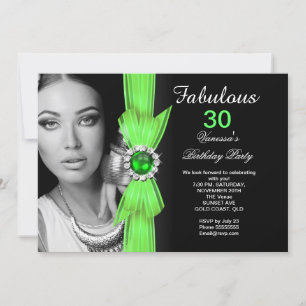Convite Festa de Aniversário com Foto Fabulosa Verde Lima