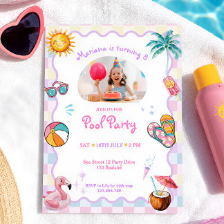 Convite Festa de Aniversário com Foto Personalizada na Pis