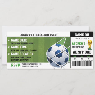 Convite Festa de aniversário com ingresso pessoal para fut