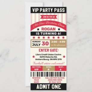 Convite Festa de Aniversário com Ingresso VIP Esportivo Ve