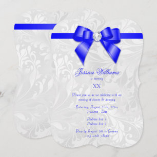 Convite Festa de Aniversário com Laço Azul Diamante, Fita