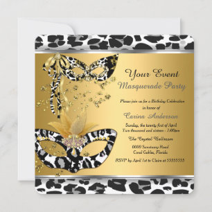 Convite Festa de Aniversário com Máscaras Máscara de Leopa