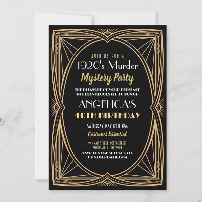 Convite Festa de Aniversário com Mistério de Assassinato d (Frente)