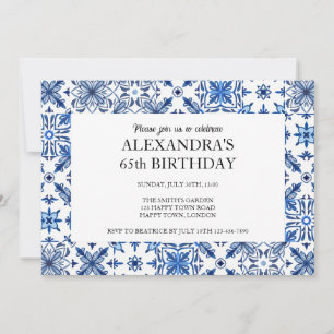 Convite Festa de Aniversário com Moldura de Azulejo Medite