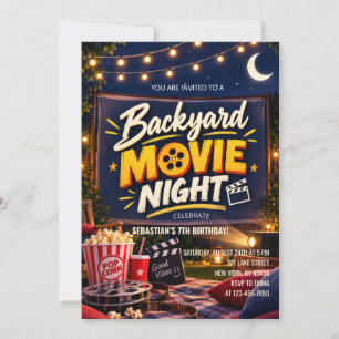 Convite Festa de Aniversário com Noite de Cinema no Quinta