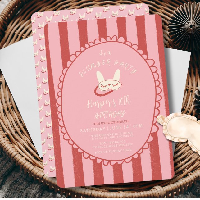 Convite festa de aniversário com pernoite adolescente meni (sleepover slumber birthday party girl teen vintage modern personalized Invitation)