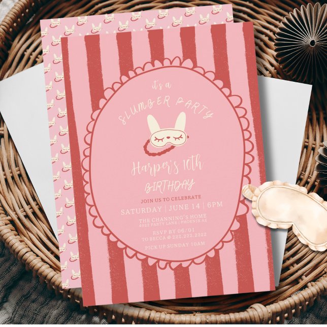 Convite festa de aniversário com pernoite adolescente meni (sleepover slumber birthday party girl teen vintage modern personalized Invitation )