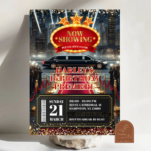 Convite Festa de Aniversário com Premiere de Filme de Holl