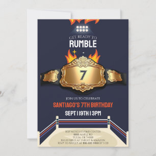 Convite Festa de Aniversário com Ringue de Luta Livre e Ci