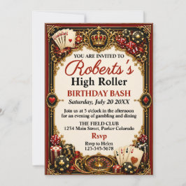 Convite Festa de Aniversário com Tema de Cassino Noite de