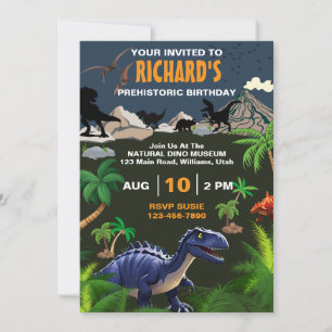 Convite Festa de Aniversário com Tema de Dinossauros Pré-H