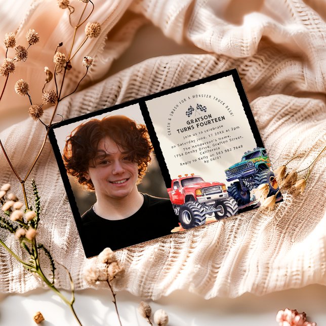 Convite Festa de Aniversário com Tema de Foto de Caminhão  (Criador carregado)