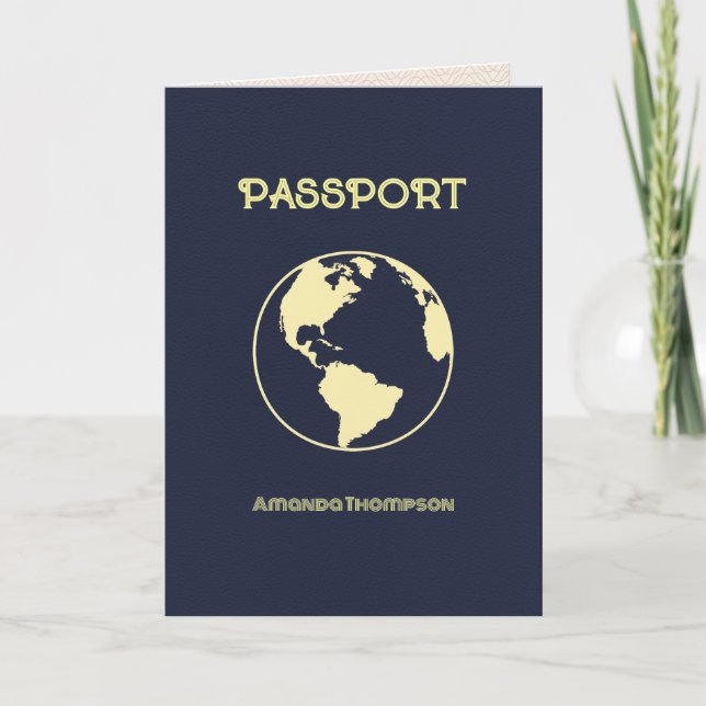 Convite Festa de Aniversário com tema de Passaporte Retro (Frente)
