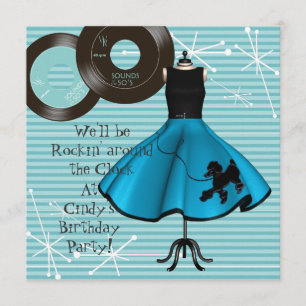 Convite Festa de Aniversário com Tema dos Anos 1950