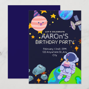 Convite Festa de Aniversário com Tema Espacial 