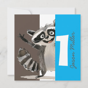 Convite Festa de aniversário com tema Racoon para o bebê v