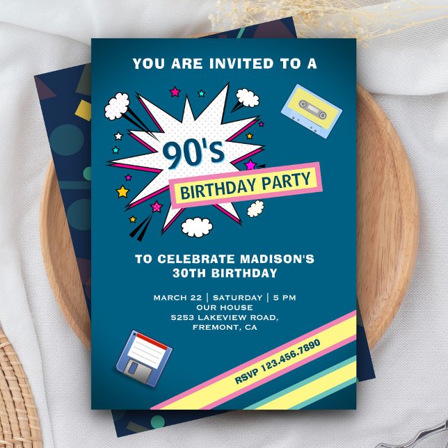 Convite Festa de Aniversário com Tema Retro 90 (Criador carregado)