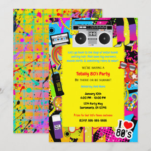 Convite Festa de Aniversário com Tema Retro Amarelo dos An