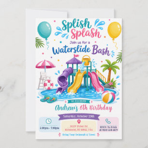 Convite Festa de Aniversário com Toboágua Personalizado