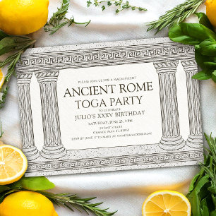 Convite Festa de Aniversário com Toga da Roma Antiga com c