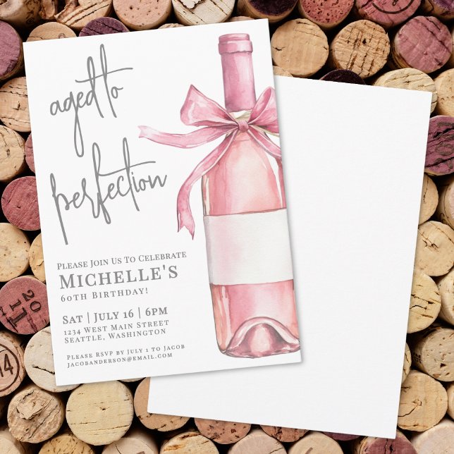 Convite Festa de Aniversário com Vinho Envelhecido à Perfe (Wine Aged To Perfection Birthday Party Invitation)