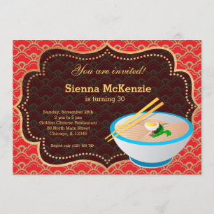 Convite Festa de aniversário comida chinesa