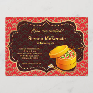 Convite Festa de aniversário comida chinesa