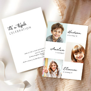 Convite Festa de aniversário Comum de Colagem de Fotografi