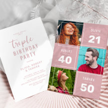 Festa de aniversário comum de fotos rosa moderno 3