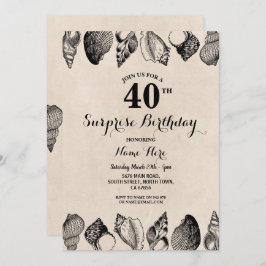 Convite Festa de aniversário conchas Ocean Beach Sea Mens 