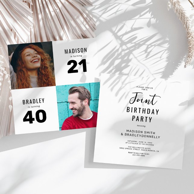 Convite Festa de Aniversário Conjunta de 2 Fotos (Criador carregado)