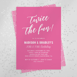 Convite Festa de Aniversário Conjunta Rosa Fofo Duas Vezes