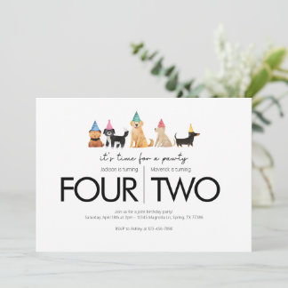 Convite Festa de aniversário conjunta - Tema branco