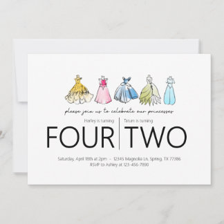 Convite Festa de aniversário conjunta - Tema de vestidos p