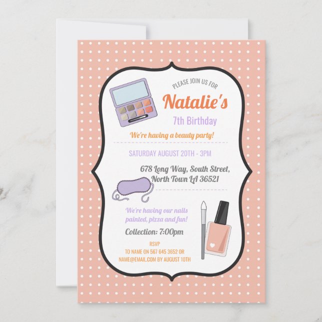 Convite Festa de aniversário Convide Beleza Nail de Aniver (Frente)