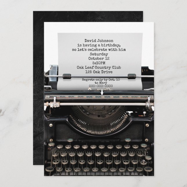 Convite Festa de aniversário Convide Na Antiga Máquina De  (Frente/Verso)