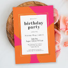 Convite Festa de aniversário cor-de-laranja rosa quente