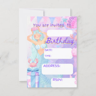 Convite Festa de aniversário criada, garota da festa de an