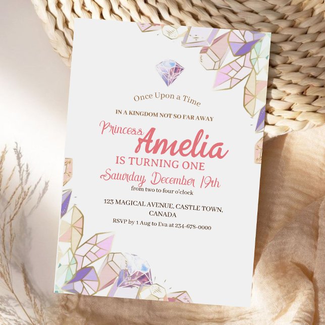 Convite Festa de aniversário Cristal Primeira Festa de ani (Criador carregado)