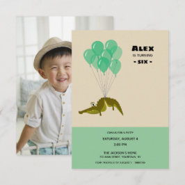 Convite Festa de Aniversário Crocodilo com fotografia atrá
