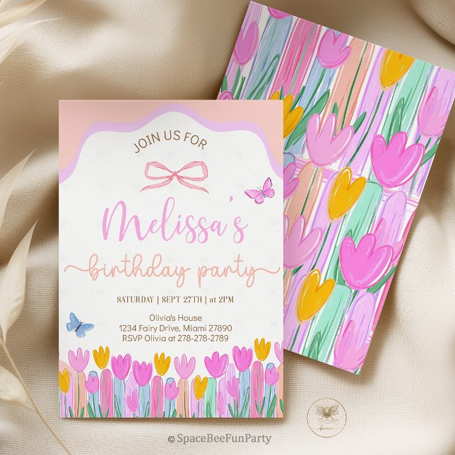 Convite Festa de Aniversário da Borboleta Floral (butterfly invitation, floral birthday, garden party invite, wildflower invite, boho birthday, girls )
