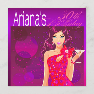 Convite Festa de Aniversário da Cocktail Pretty Lady viole