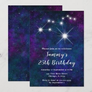 Convite Festa de Aniversário da Constelação Zodíaco de Leã