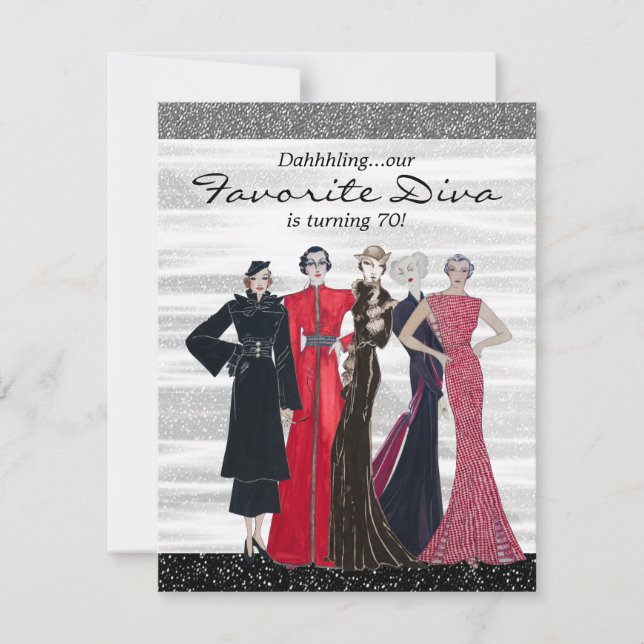 Convite Festa de Aniversário da Diva Vintage (Frente)