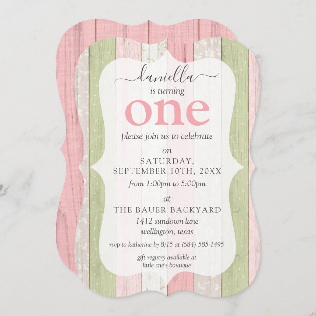 Convite Festa de aniversário da Era Personalizada Rustic W (Frente/Verso)