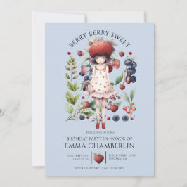 Convite Festa de aniversário da garota branca Berry Sweet