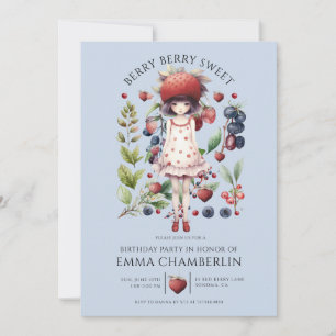 Convite Festa de aniversário da garota branca Berry Sweet