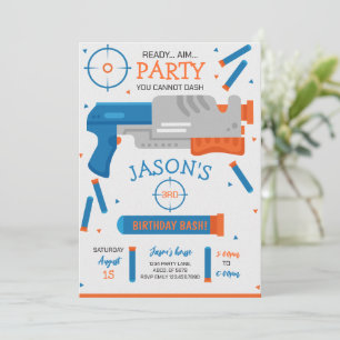 Convite Festa de aniversário da Guerra do Rapaz Dart Gun