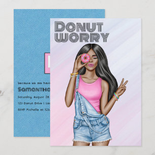 Convite Festa de Aniversário da Menina do Donut Rosa e Azu