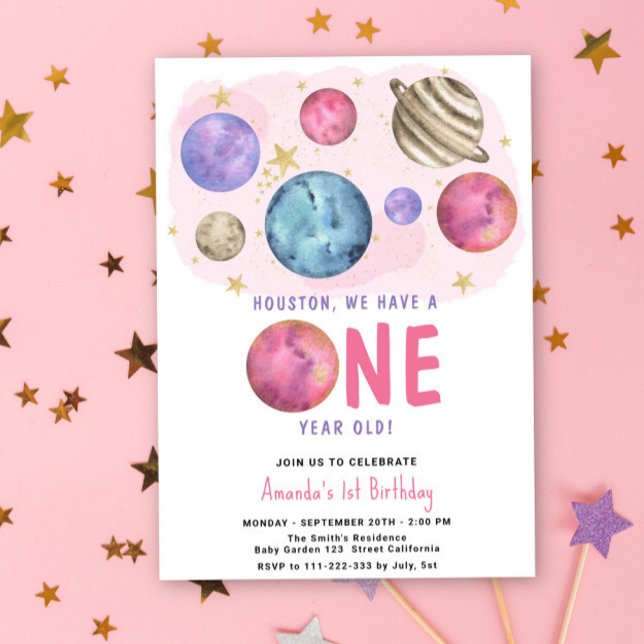 Convite Festa de Aniversário da Menina Espacial Lua Estrel (Criador carregado)